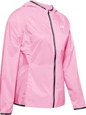 Under Armour Lightweight Hooded Rain Run Jacket Pink Women’s XL